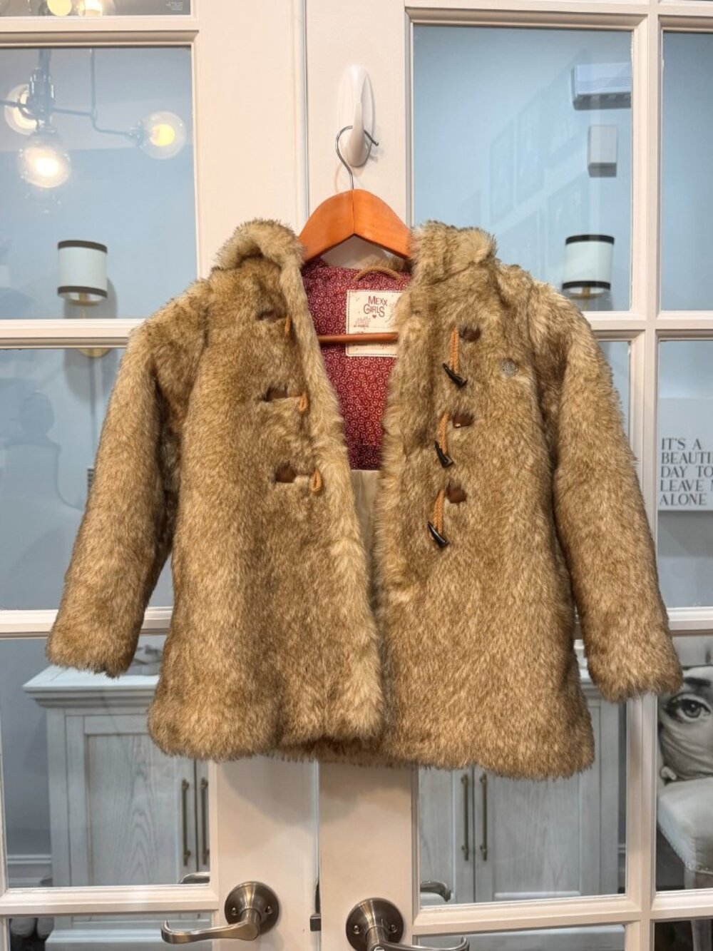 Mexx Girls Faux Fur Coat Jacket M 5/6 Toddler Little Kid Winter Luxury